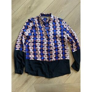 Silk Printed Blouse Twelfth Street by Cynthia‎ Vincent Button Down Top